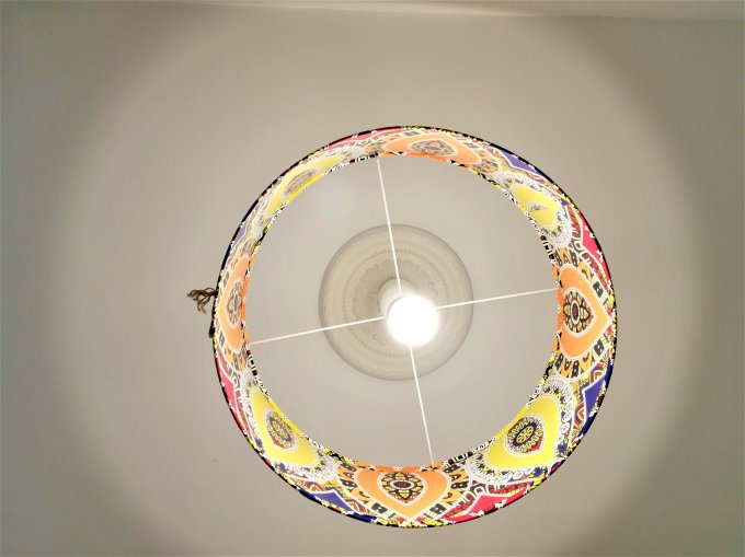 Abat-jour cylindrique en wax, suspension luminaire